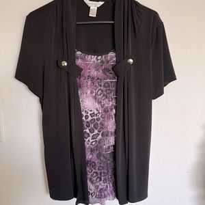 Christopher & Banks Beautiful black & purple leopard blouse